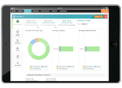 Procurement Savings Tracking Software Interface