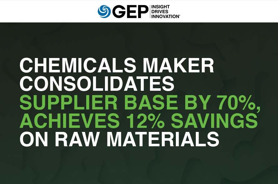 Chemicals Maker Consolidates Supplier Base by 70%, Achieves 12% Savings on Raw Materials